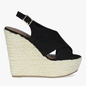 Steve Madden Black Wedge Sandals